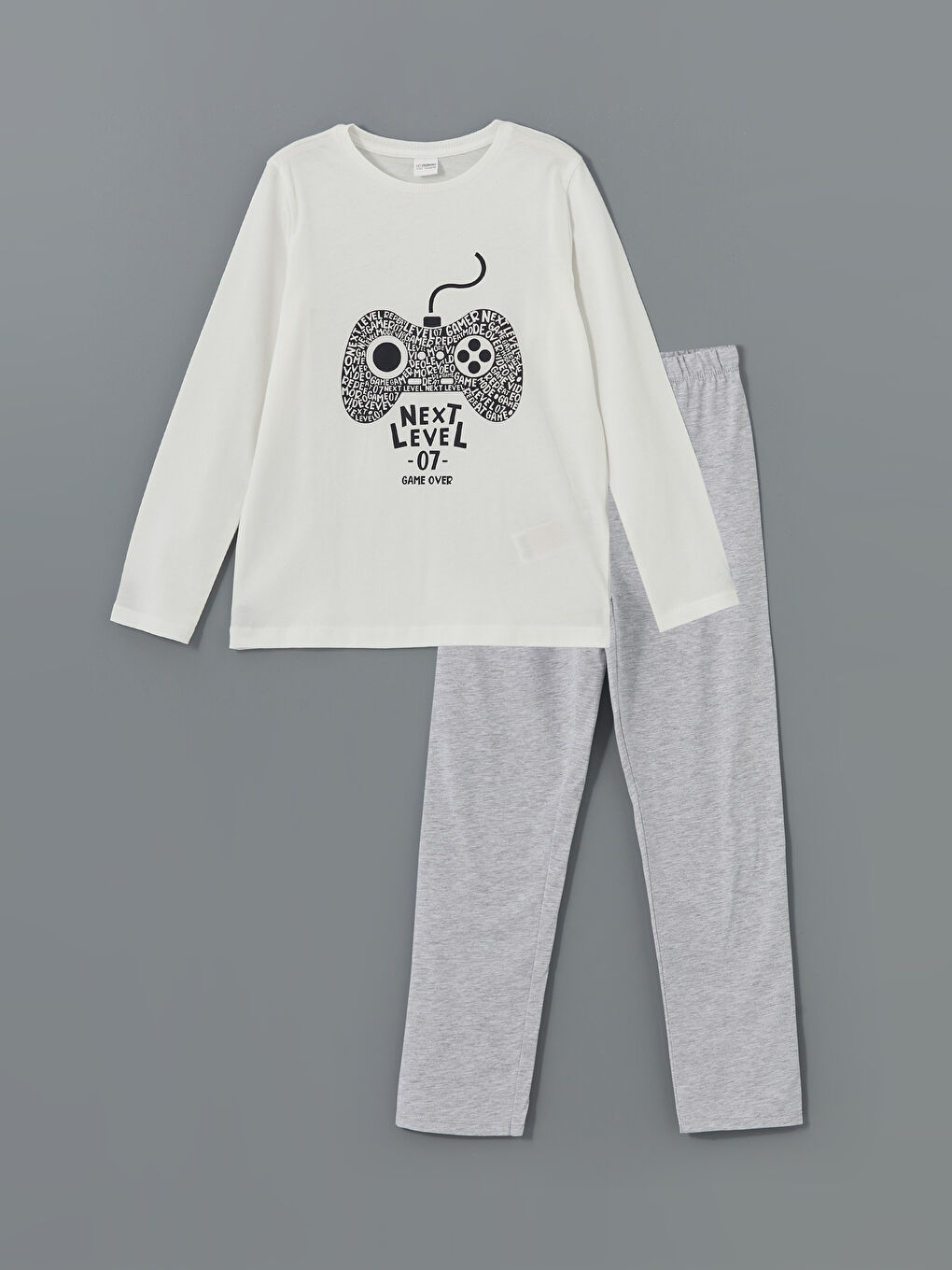 LCW Kids Ekru Bisiklet Yaka Erkek Çocuk Pijama Takımı - 2