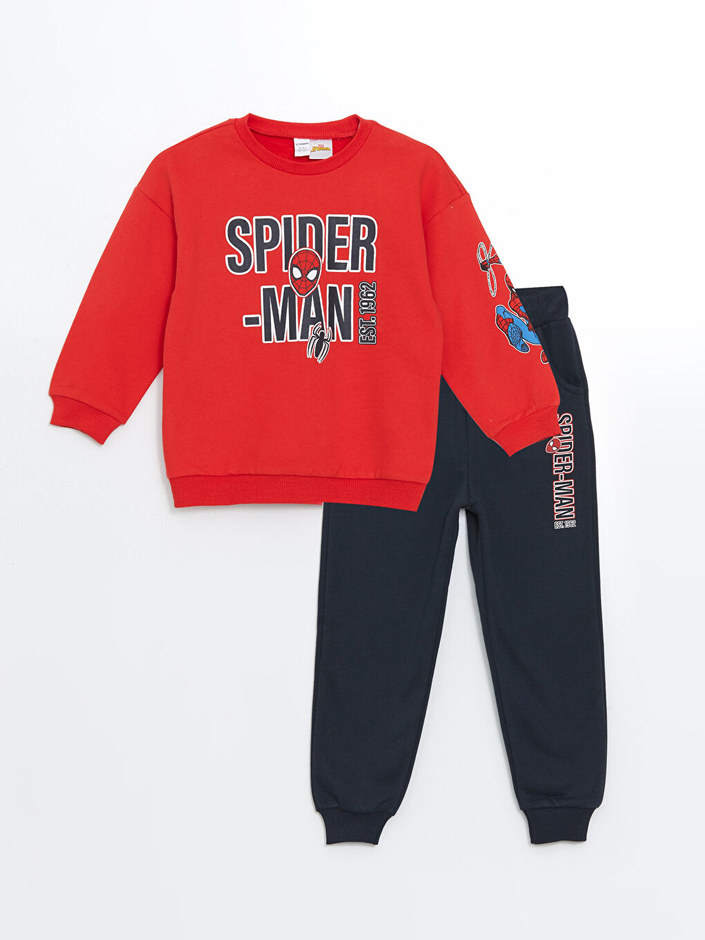 LCW baby Kırmızı Spiderman Baskılı Erkek Çocuk Sweatshirt ve Eşofman Alt 2'li