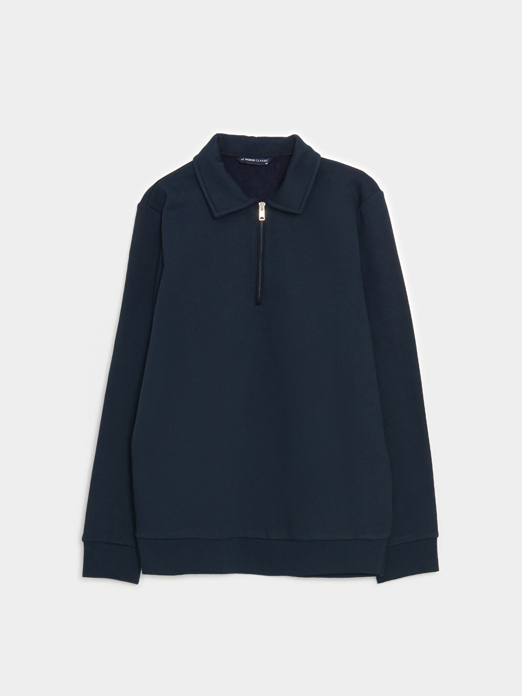 Lacivert Polo Yaka Uzun Kollu Erkek Sweatshirt-4