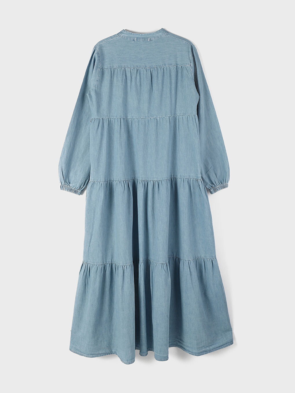 فستان كم طويل بياقة مندرين للسيدات مع تفاصيل رباط عند الخصر-1