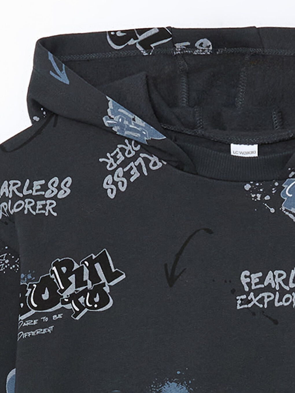 Antrasit Kapüşonlu Baskılı Erkek Çocuk Sweatshirt-1