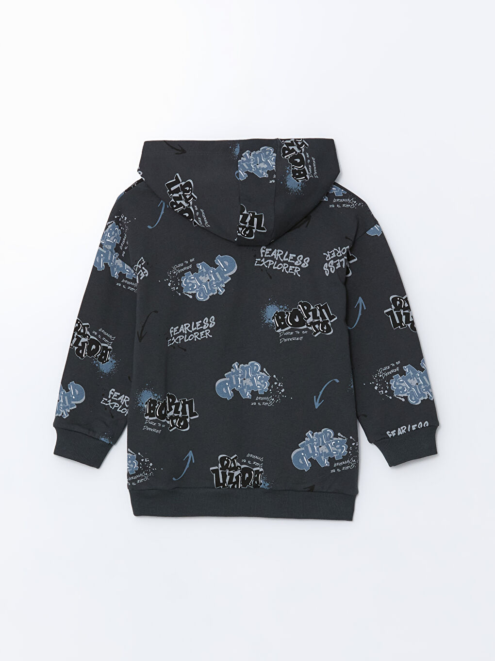 Antrasit Kapüşonlu Baskılı Erkek Çocuk Sweatshirt-2