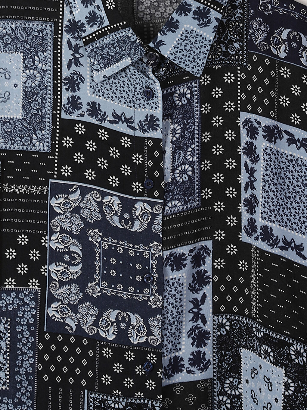 Patterned Women's Shirt Tunic -W4L509Z8-SW6