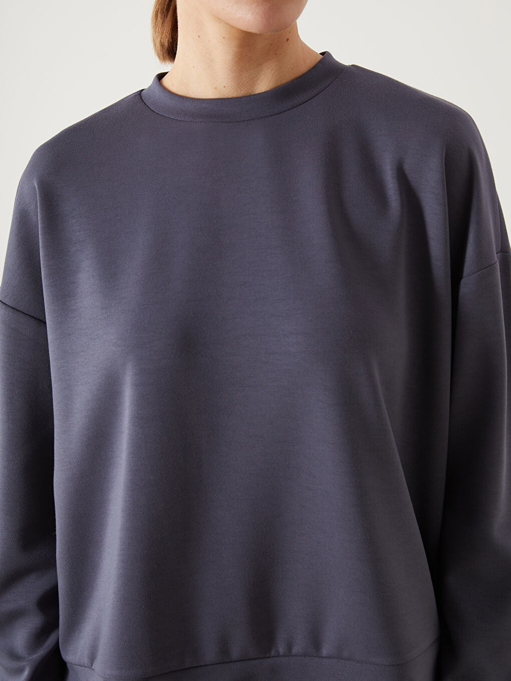 Antrasit Oversize Modal Karışımlı Kadın Sweatshirt-2