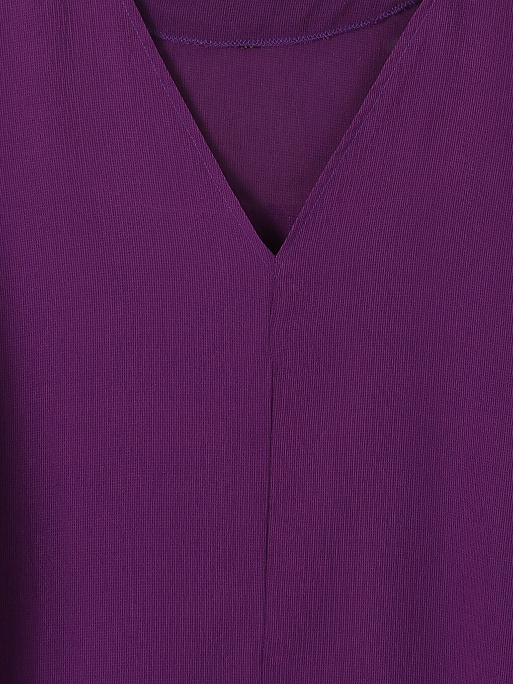 V-Neck Textured Women's Blouse -W4L522Z8-VEL