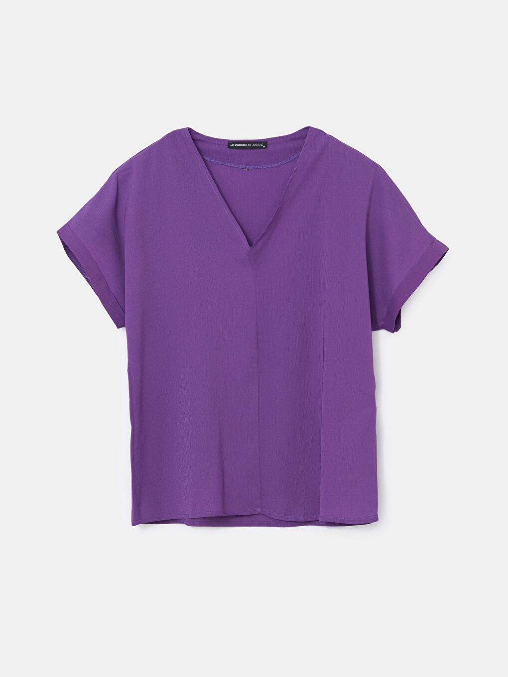 V-Neck Textured Women's Blouse -W4L522Z8-VEL