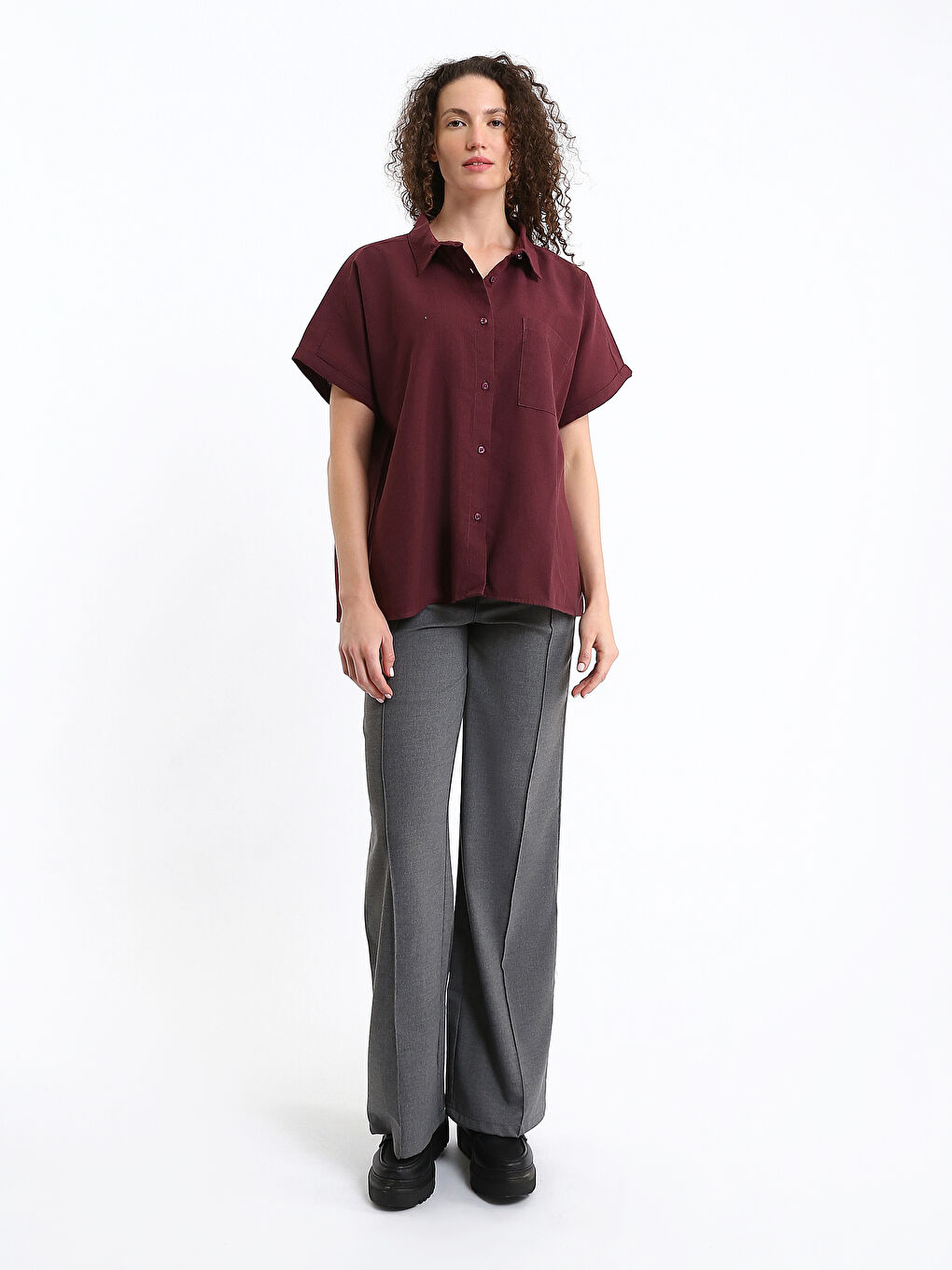 Short Sleeve Oversize Women's Shirt-1