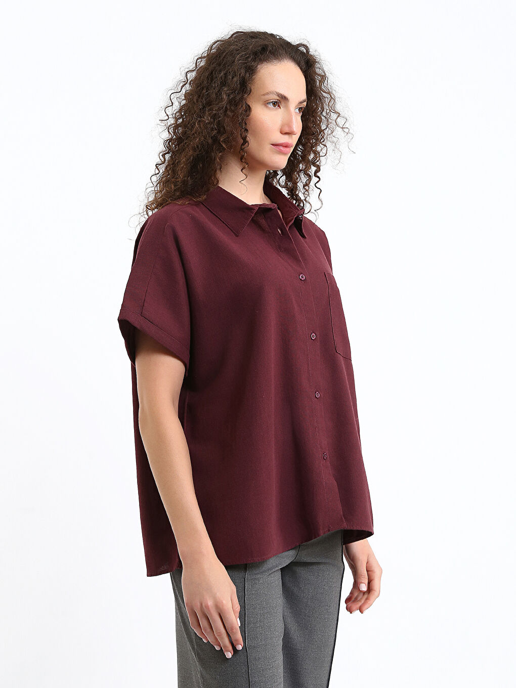Short Sleeve Oversize Women's Shirt-3