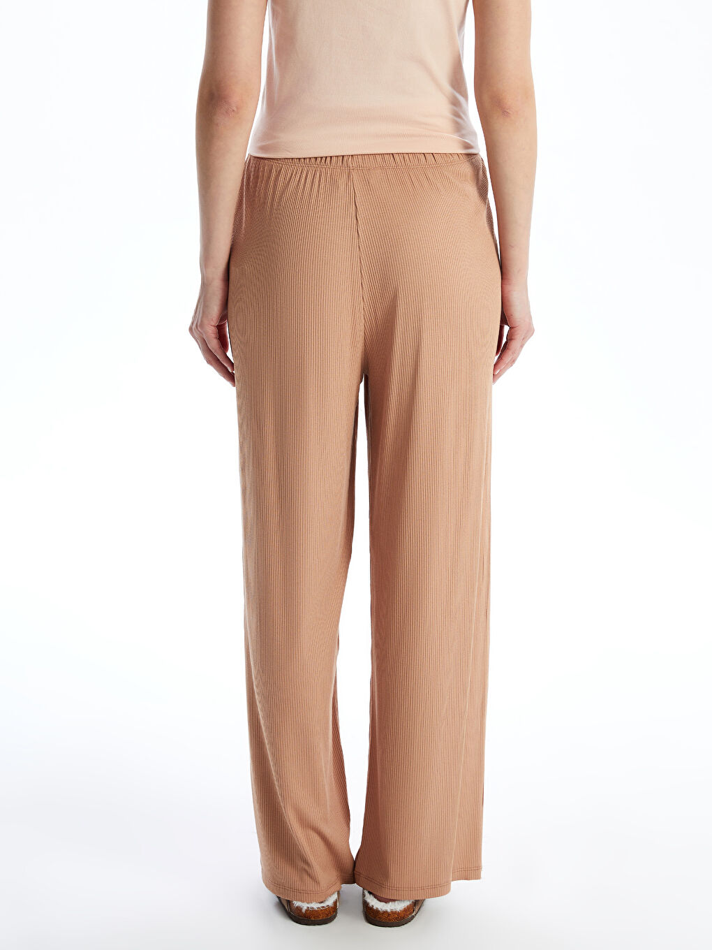 Kahverengi Beli Lastikli Dokulu Kadın Pijama Altı-3