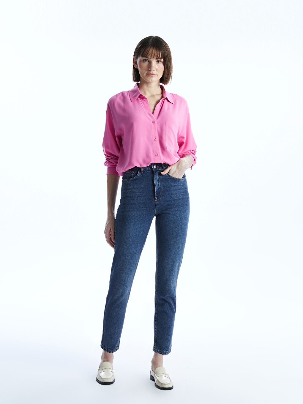 LCW Jeans İndigo Mom Fit Kadın Jean Pantolon