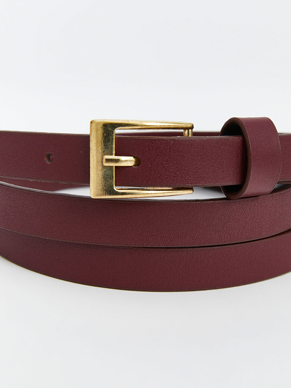 Bordo Deri Görünümlü Kadın Kemer-2