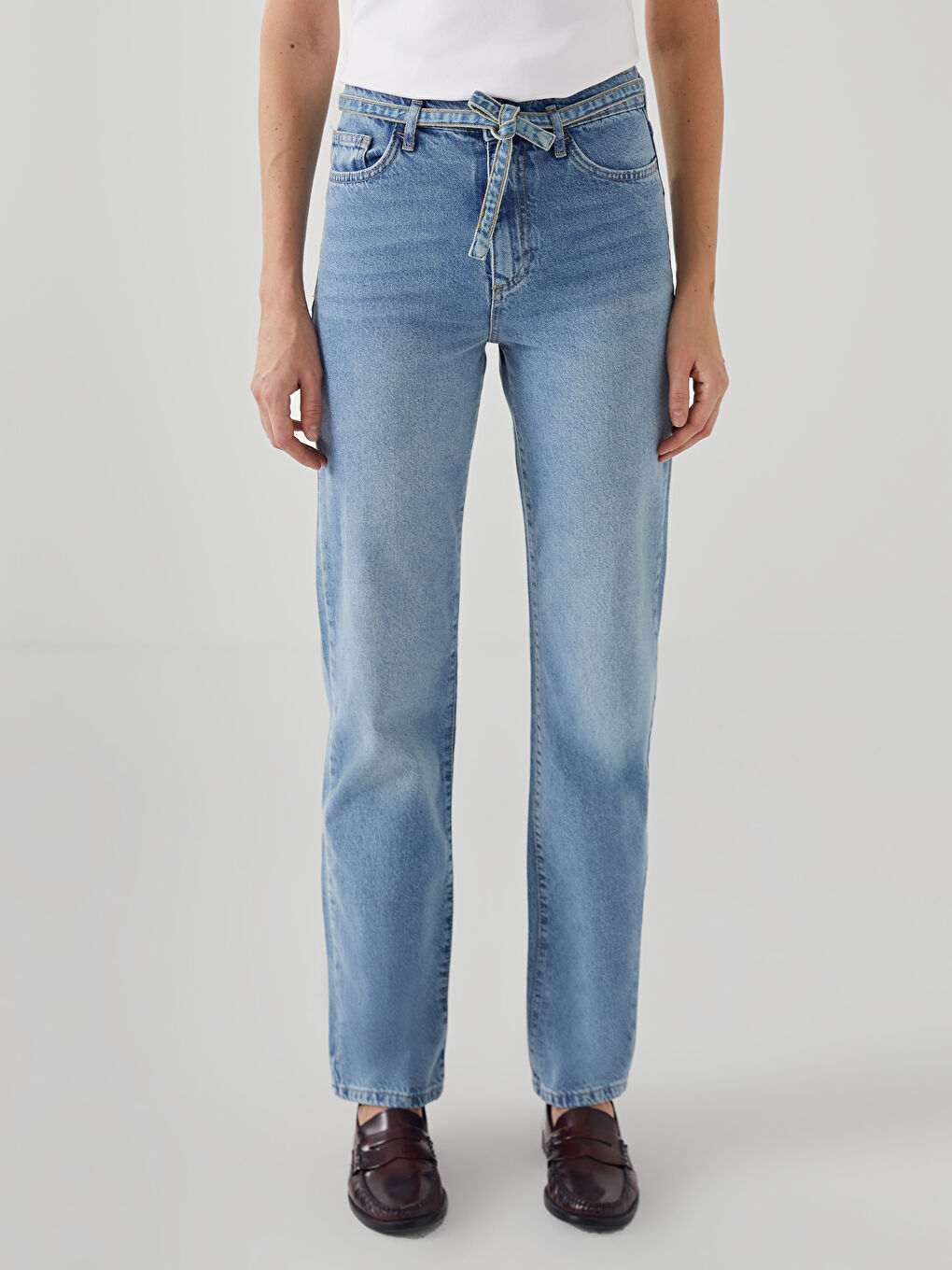 LCW Jeans Belted Straight Fit Women's Jeans -W4L706Z8-507