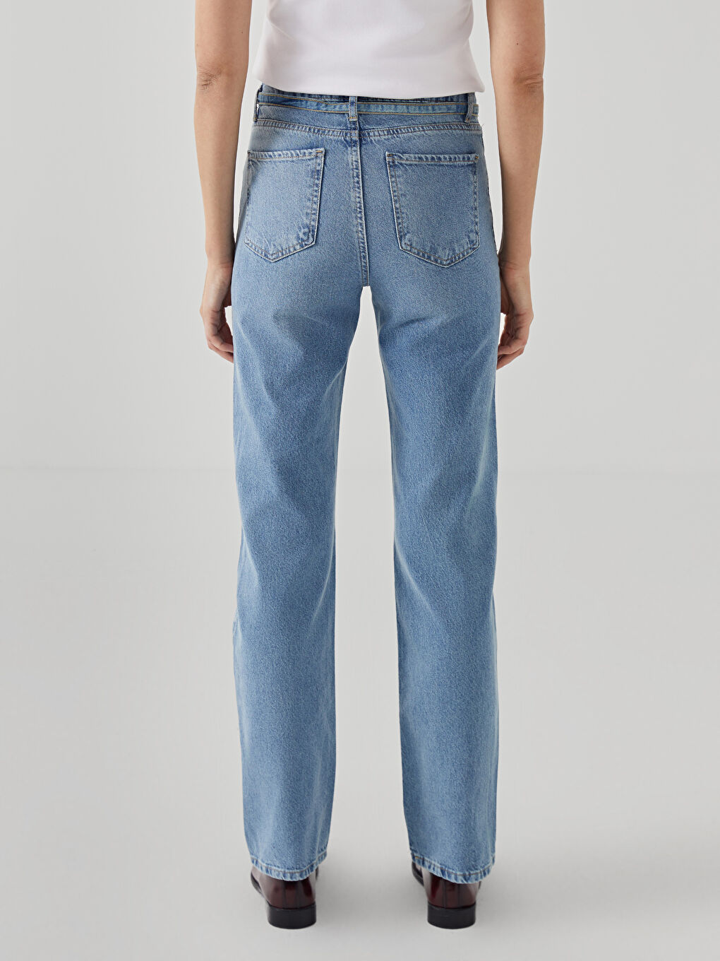LCW Jeans Belted Straight Fit Women's Jeans -W4L706Z8-507