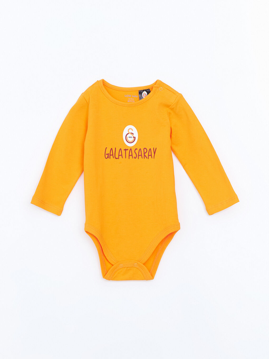 LCW baby Turuncu Galatasaray Baskılı Erkek Bebek Çıtçıtlı Body ve Eşofman Alt 2'li - 1