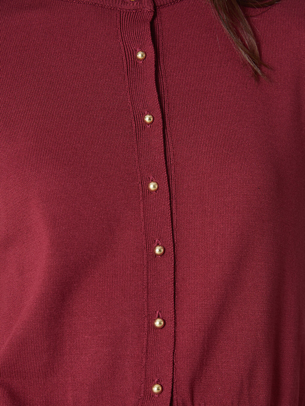 Mürdüm Bisiklet Yaka Kadın Triko Hırka-2