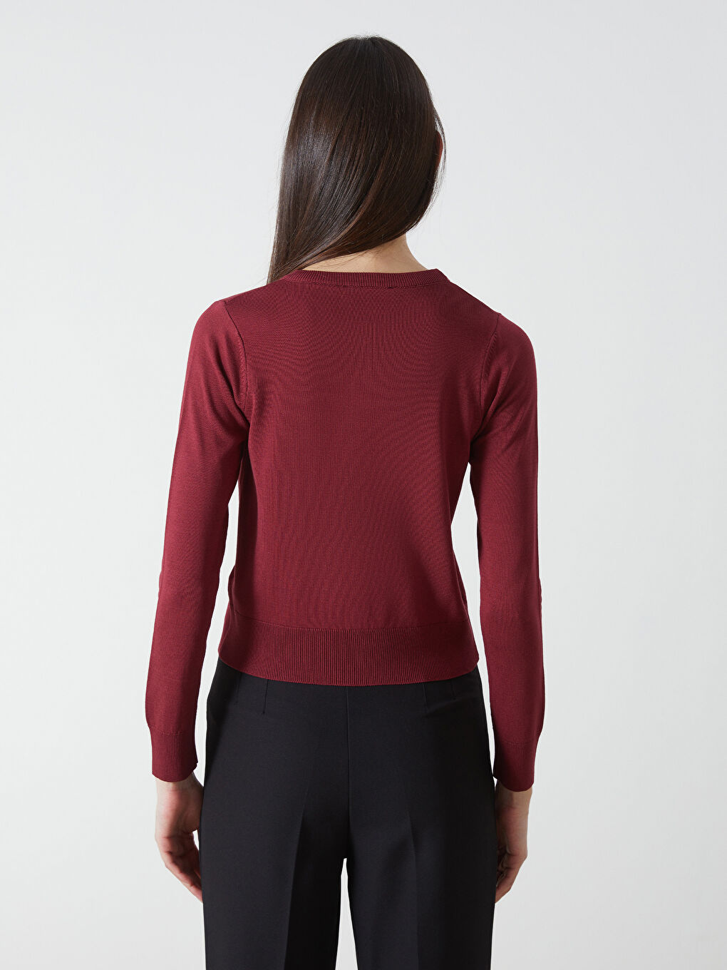 Mürdüm Bisiklet Yaka Kadın Triko Hırka-3