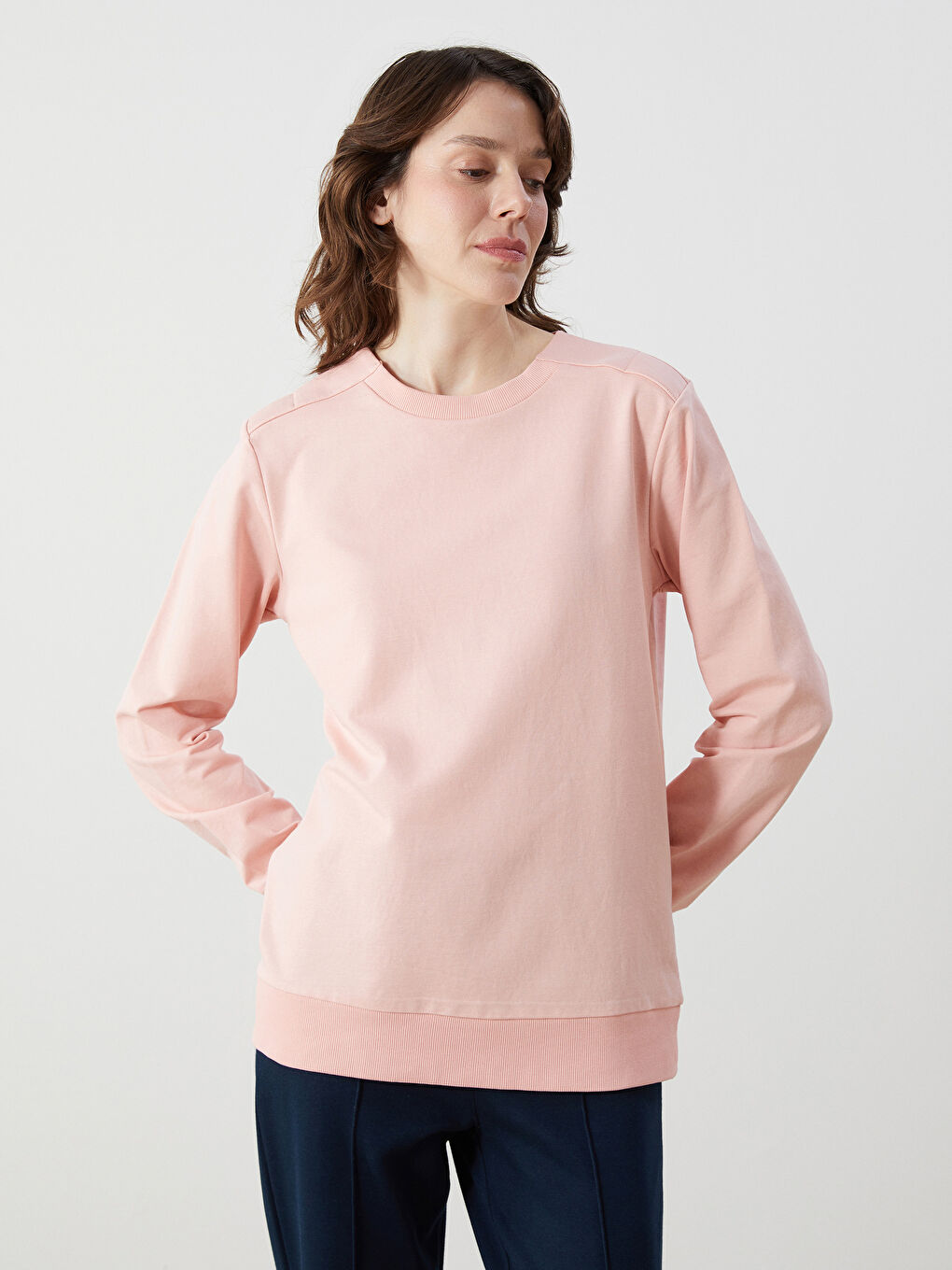 LCW Limitless Pembe Bisiklet Yaka Kadın Sweatshirt