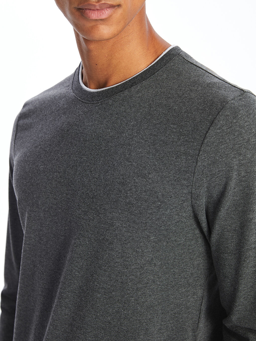 Crew Neck Long Sleeve Men's Pyjama Top -W50103Z8-DW2