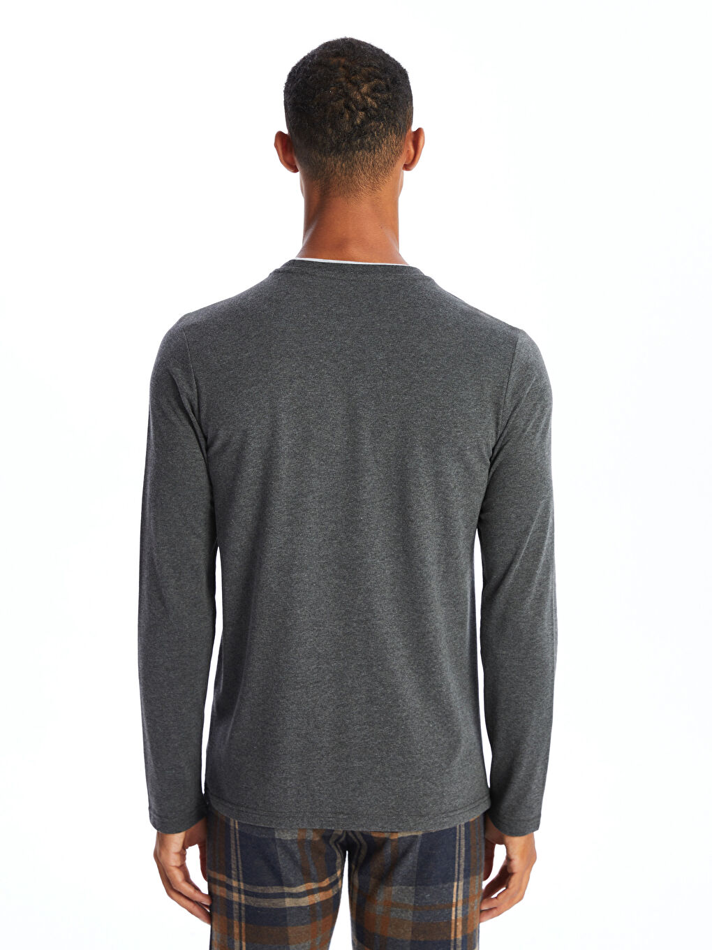 Crew Neck Long Sleeve Men's Pyjama Top -W50103Z8-DW2