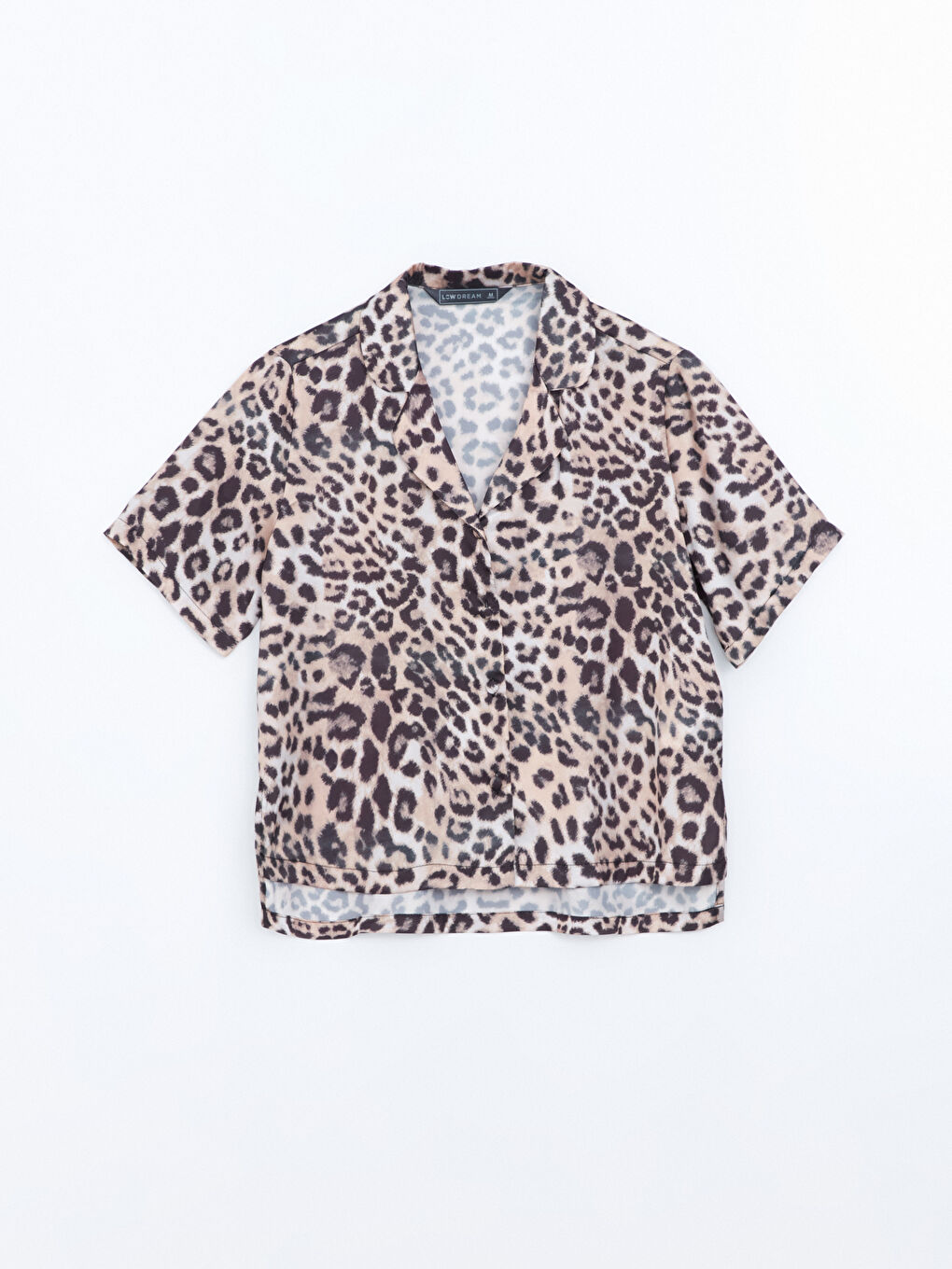 Mürdüm Gömlek Yaka Leopar Desenli Kadın Pijama Üstü