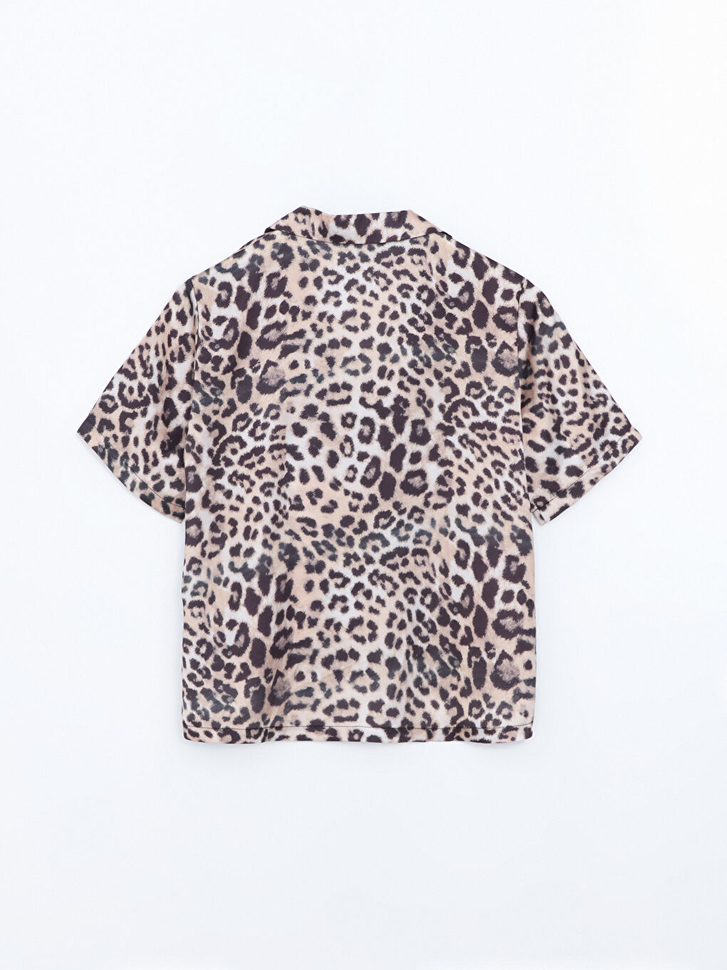 Mürdüm Gömlek Yaka Leopar Desenli Kadın Pijama Üstü-1