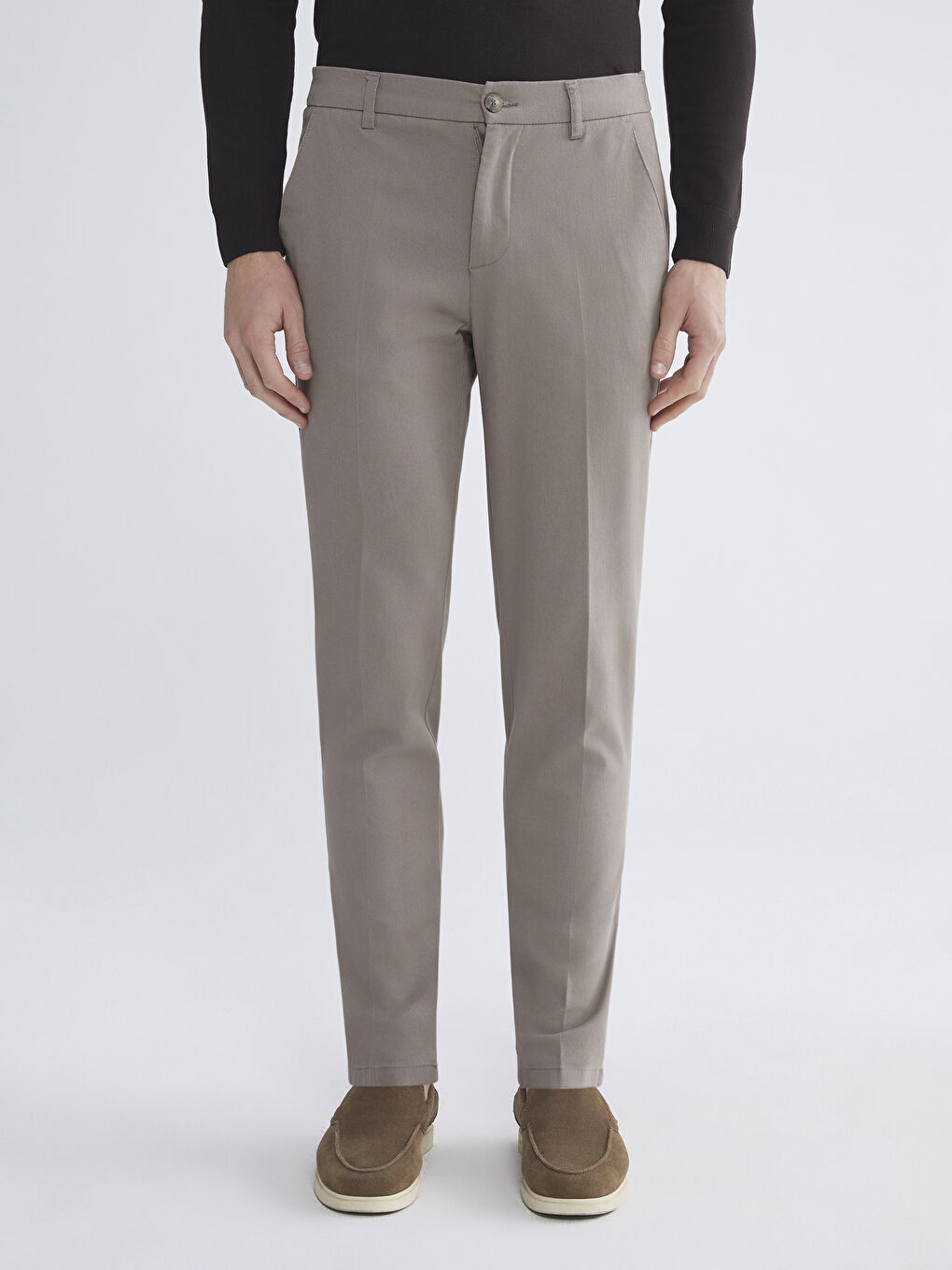 Kahverengi Standart Kalıp Gabardin Erkek Pantolon-2