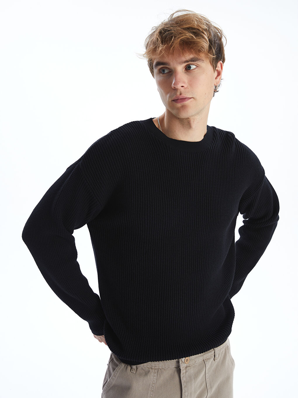 XSIDE Crew Neck Long Sleeve Men's Tricot Sweater -W4L975Z8-CVL