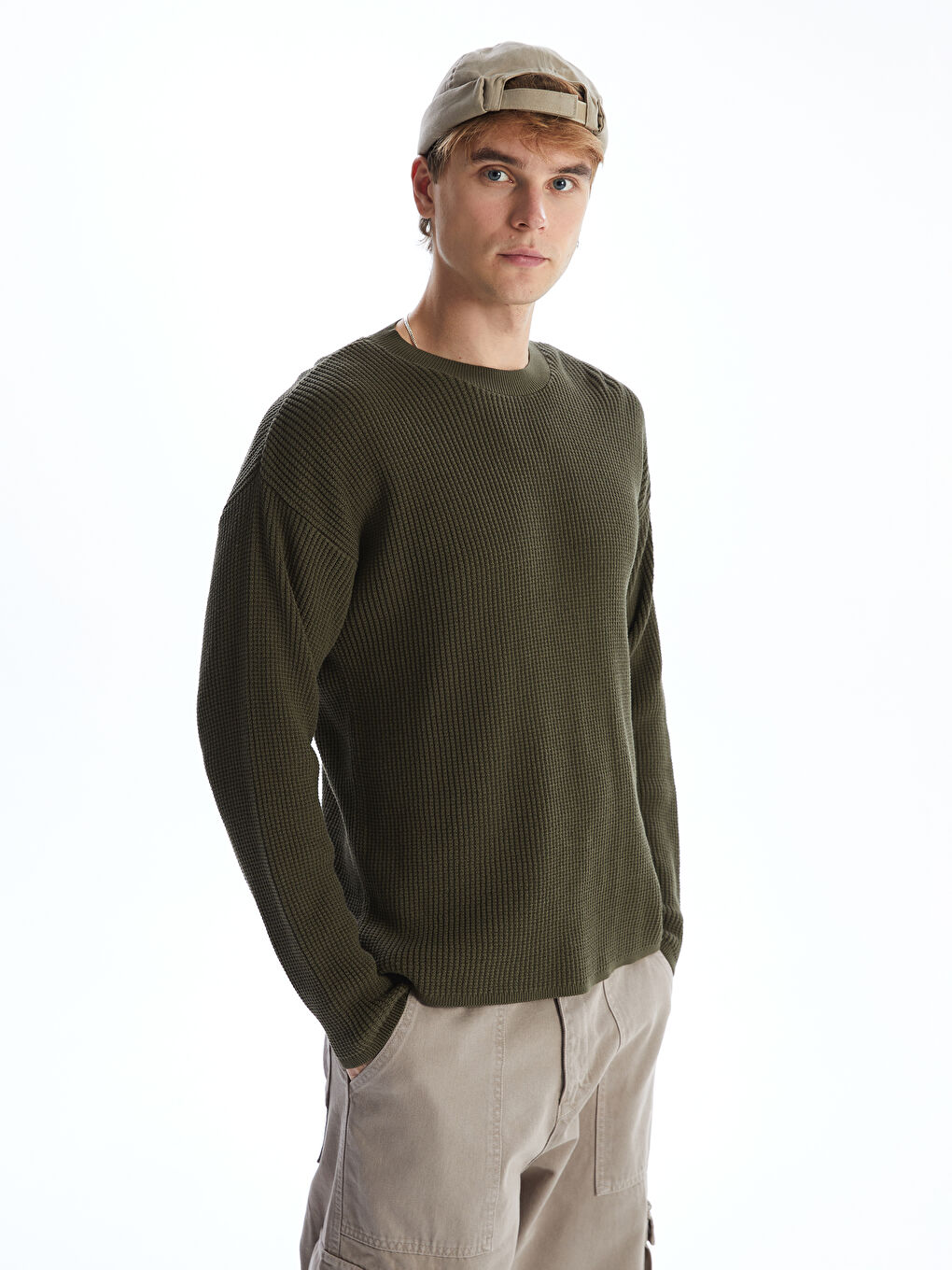 XSIDE Crew Neck Long Sleeve Men's Tricot Sweater -W4L975Z8-J2L