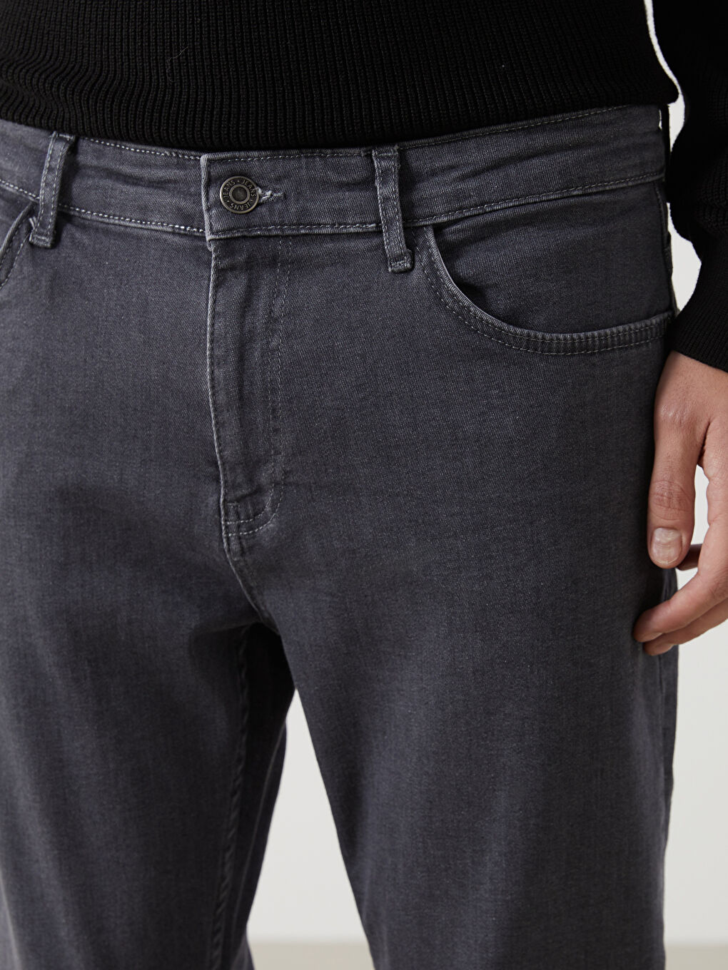 Siyah Slim Fit Erkek Jean Pantolon-2