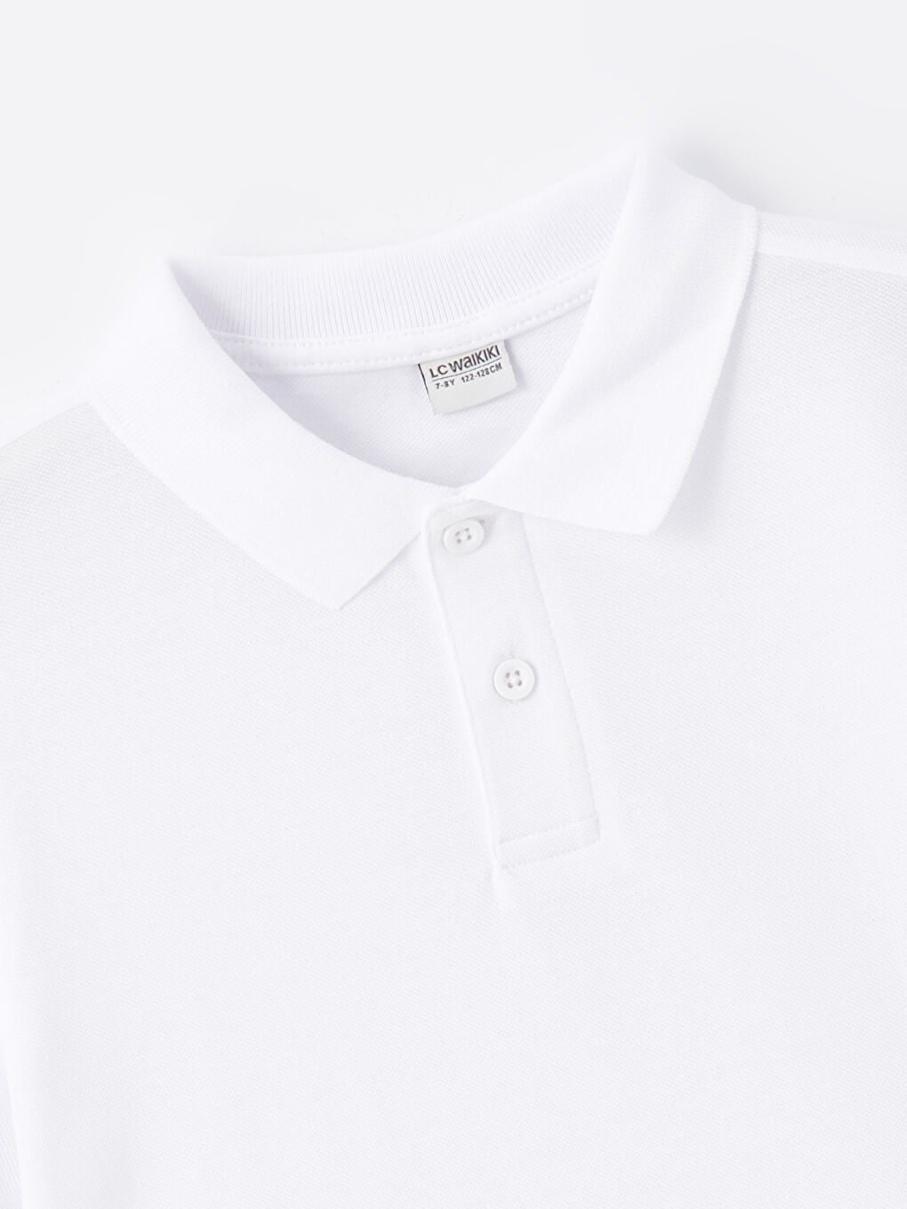 Beyaz Basic Polo Yaka Erkek Çocuk Tişört-3