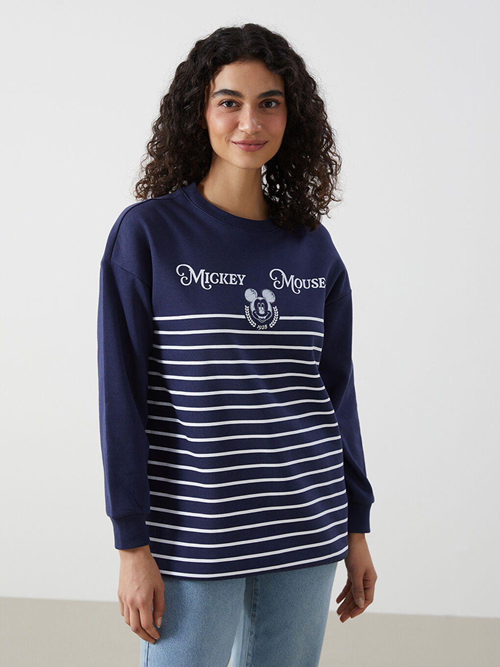 Crew Neck Mickey Mouse Printed Women's Sweatshirt Tunic -W4LA62Z8-HFH