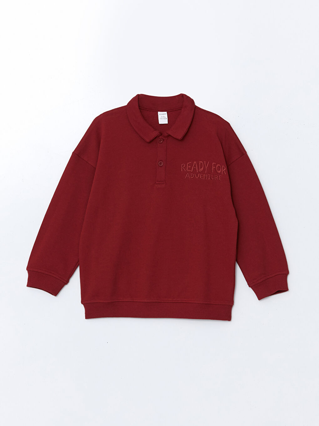 LCW baby Bordo Polo Yaka Nakışlı Erkek Çocuk Sweatshirt ve Eşofman Alt 2'li Takım - 1