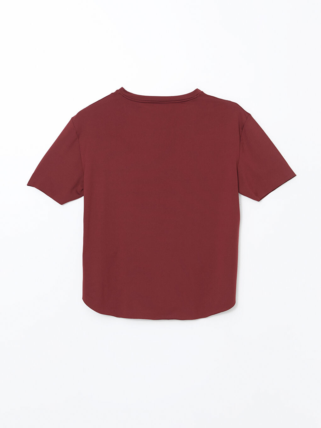 Bordo Bisiklet Yaka Kadın Spor Tişört-5