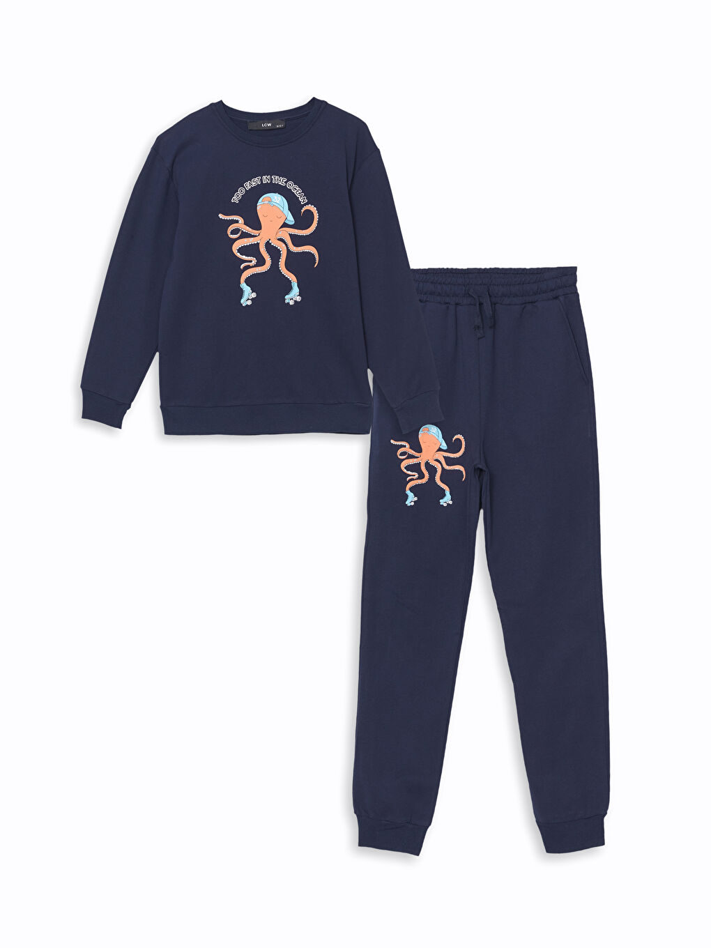 LCW Kids Lacivert Bisiklet Yaka Erkek Çocuk Sweatshirt ve Eşofman Alt