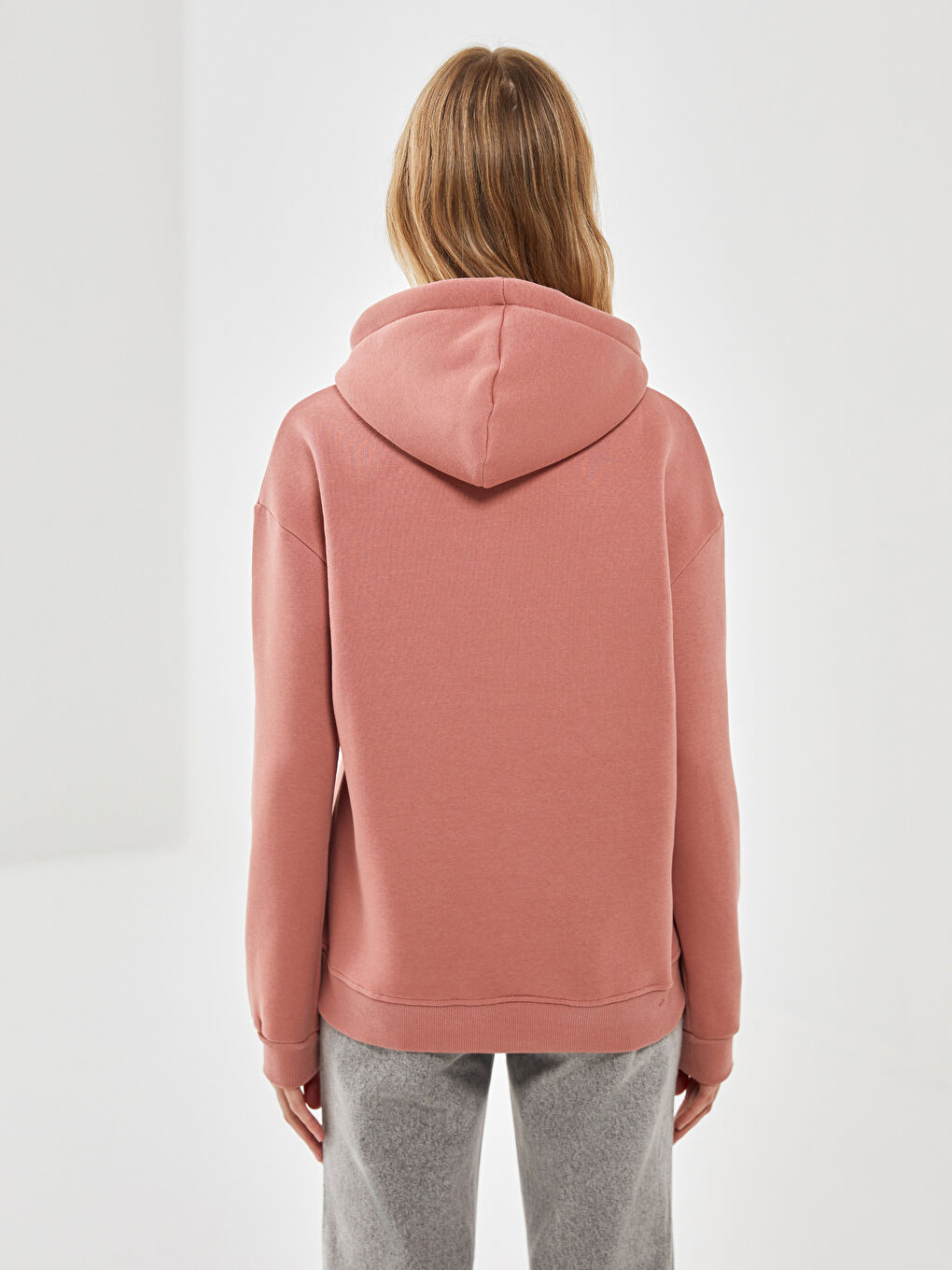 LC WAIKIKI Pembe Baskılı Kapüşonlu Kadın Hoodie - 3