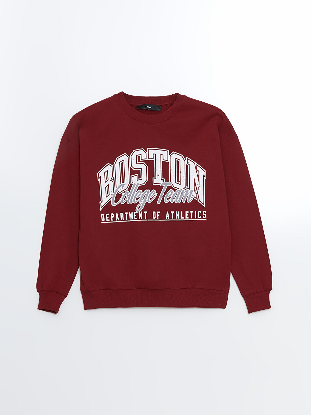 LC WAIKIKI Bordo Bisiklet Yaka Baskılı Kadın Sweatshirt - 4