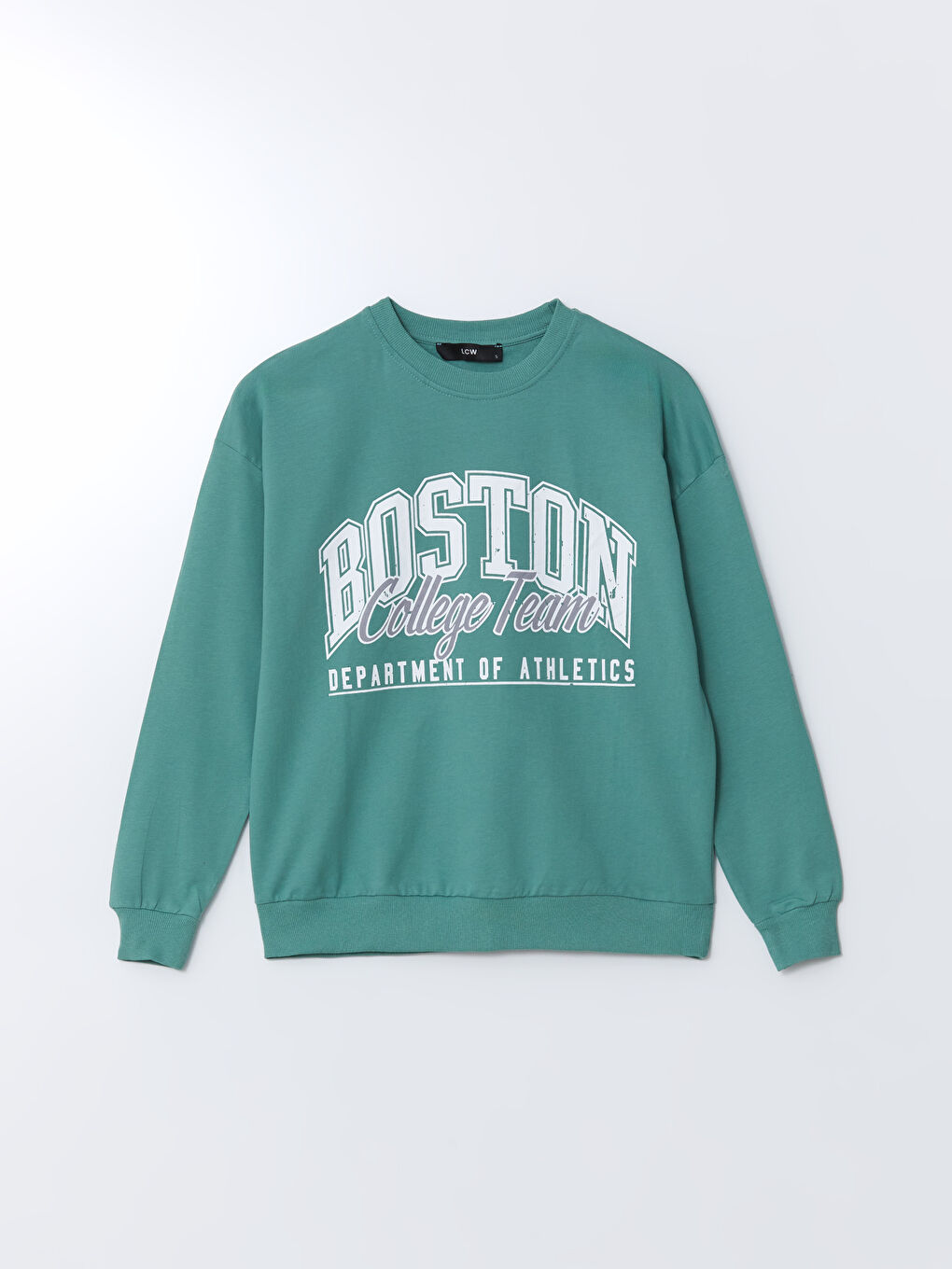 LC WAIKIKI Yeşil Bisiklet Yaka Baskılı Kadın Sweatshirt - 4