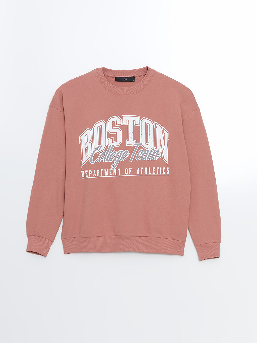 LC WAIKIKI Pembe Bisiklet Yaka Baskılı Kadın Sweatshirt - 4