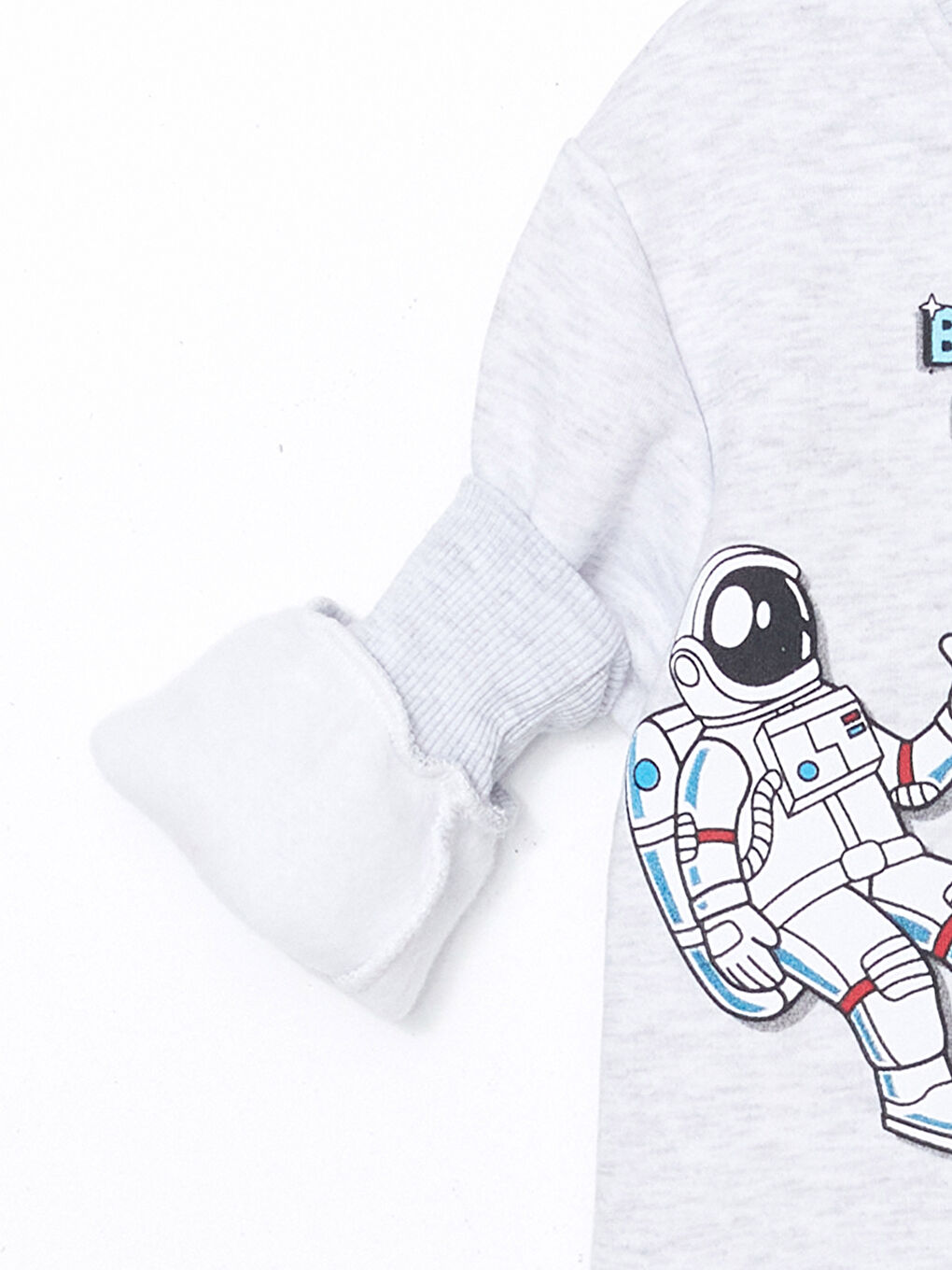 LCW Kids Gri Bisiklet Yaka Baskılı Erkek Çocuk Sweatshirt - 2