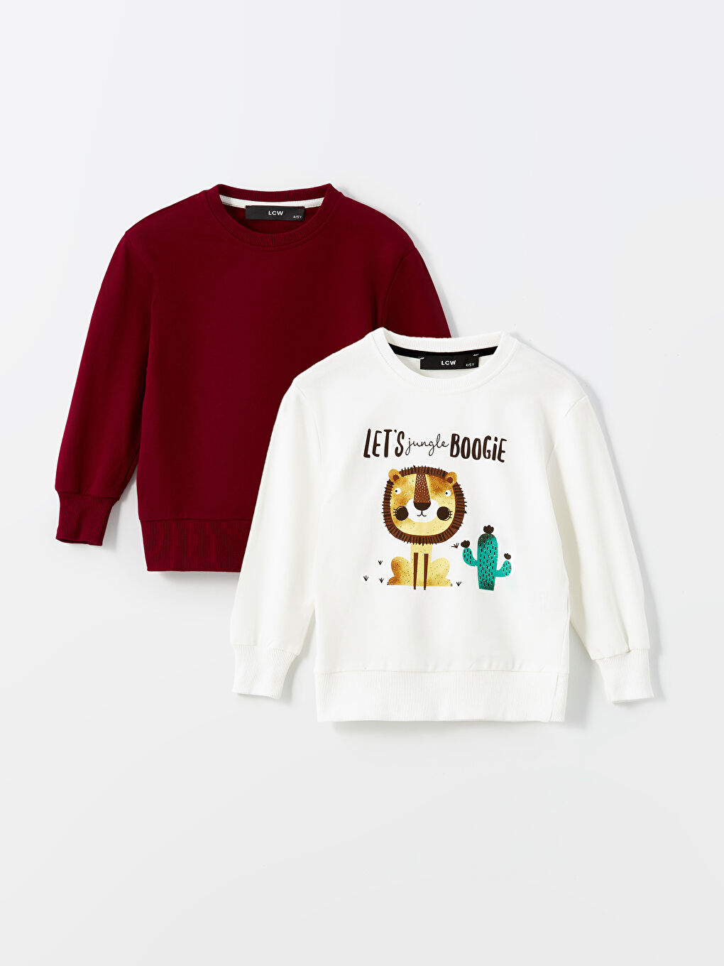 LCW baby Bordo Bisiklet Yaka Erkek Bebek Sweatshirt 2'li