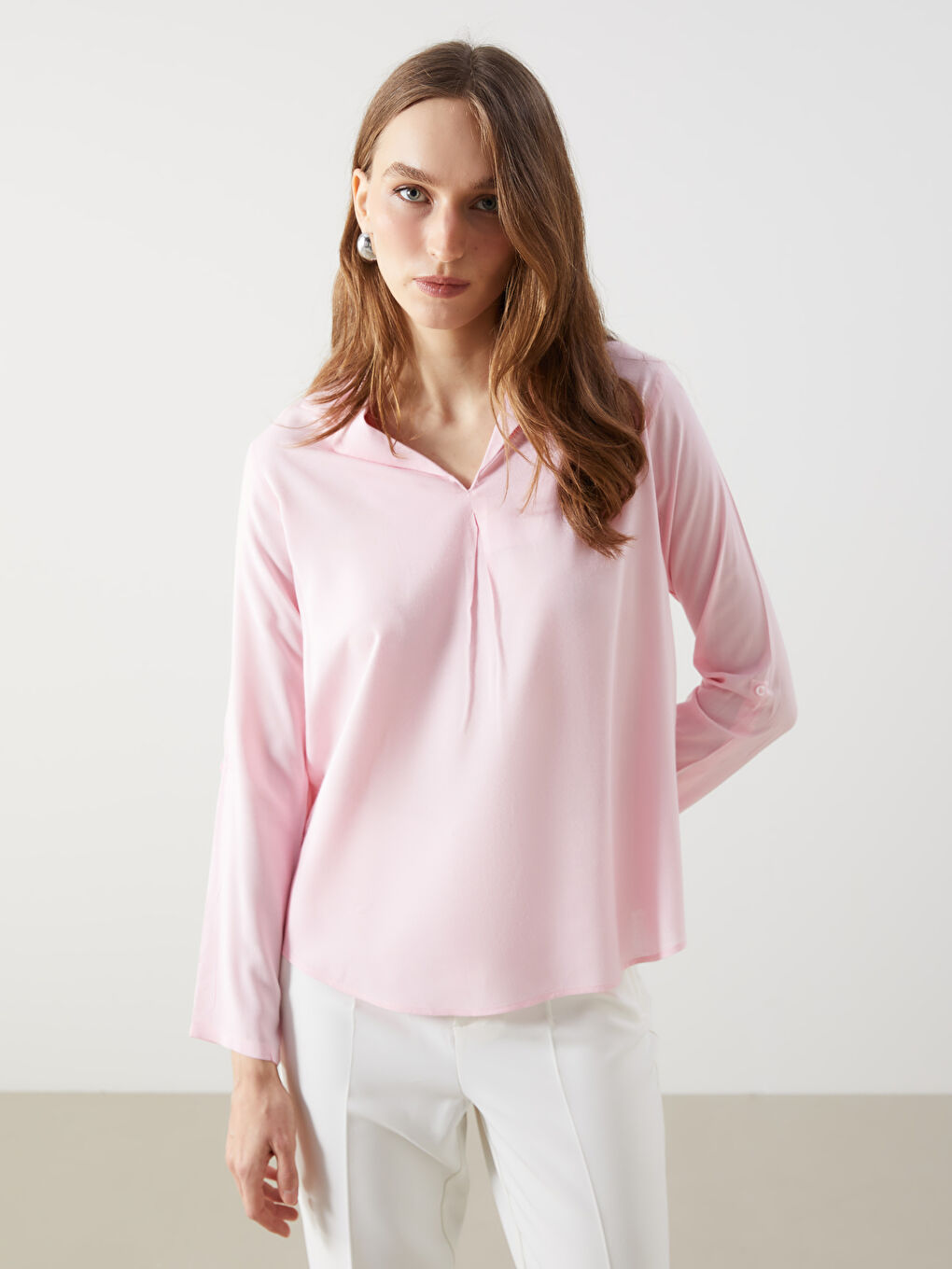 Collared Neck Oversize Women's Blouse