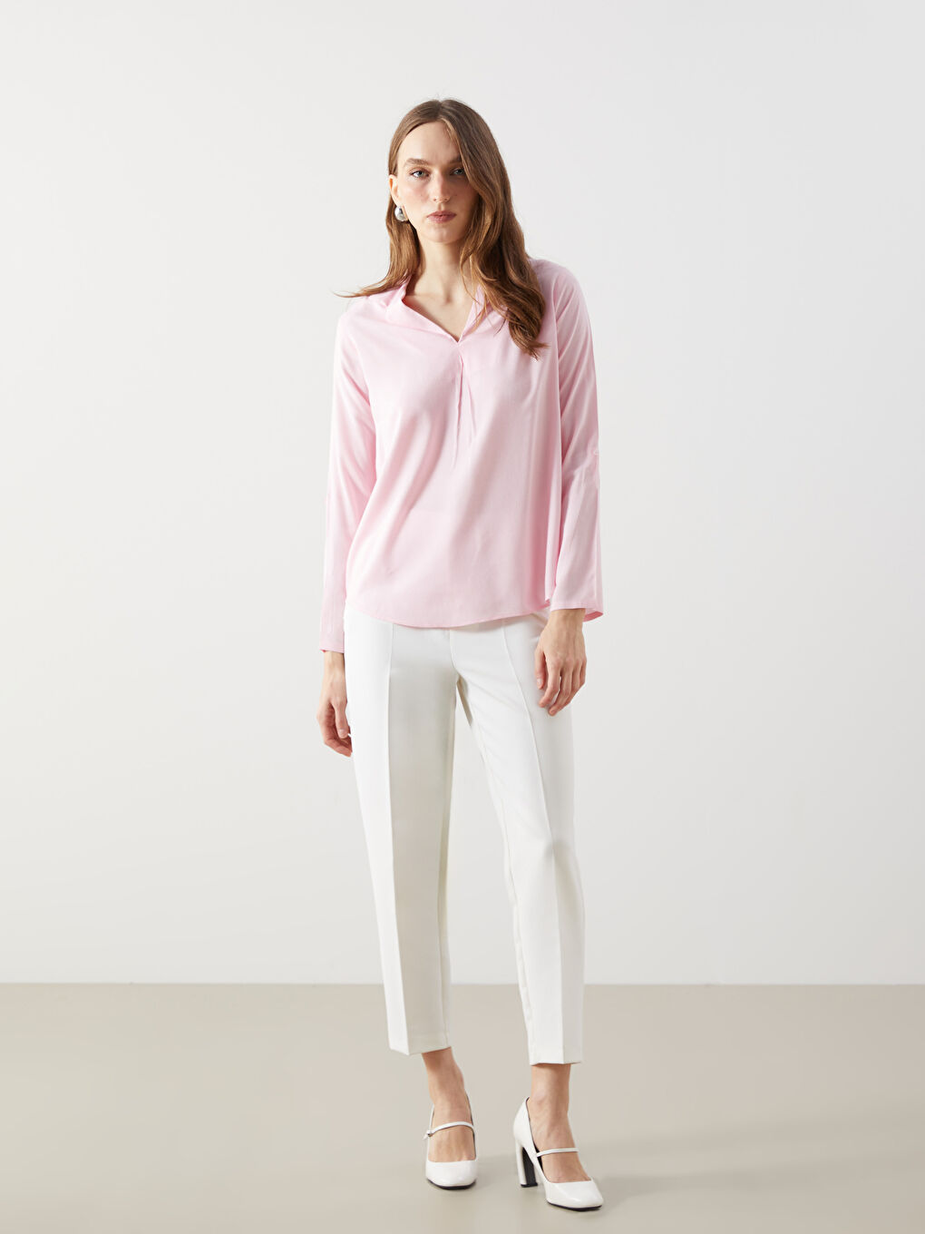 Collared Neck Oversize Women's Blouse-1