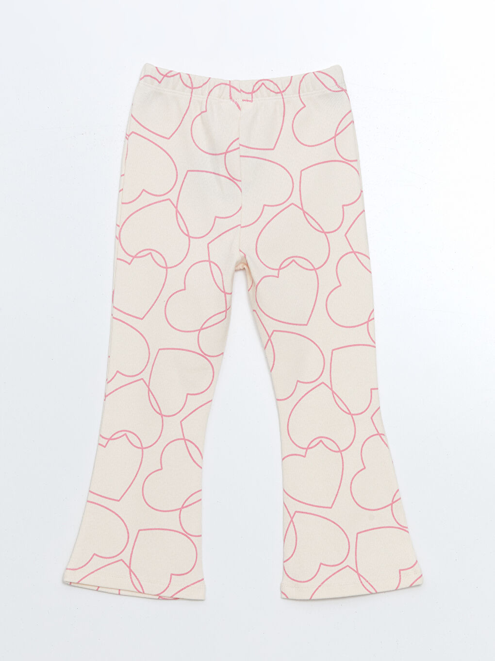 Pembe Beli Lastikli İspanyol Paça Kız Çocuk Tayt Pantolon-1