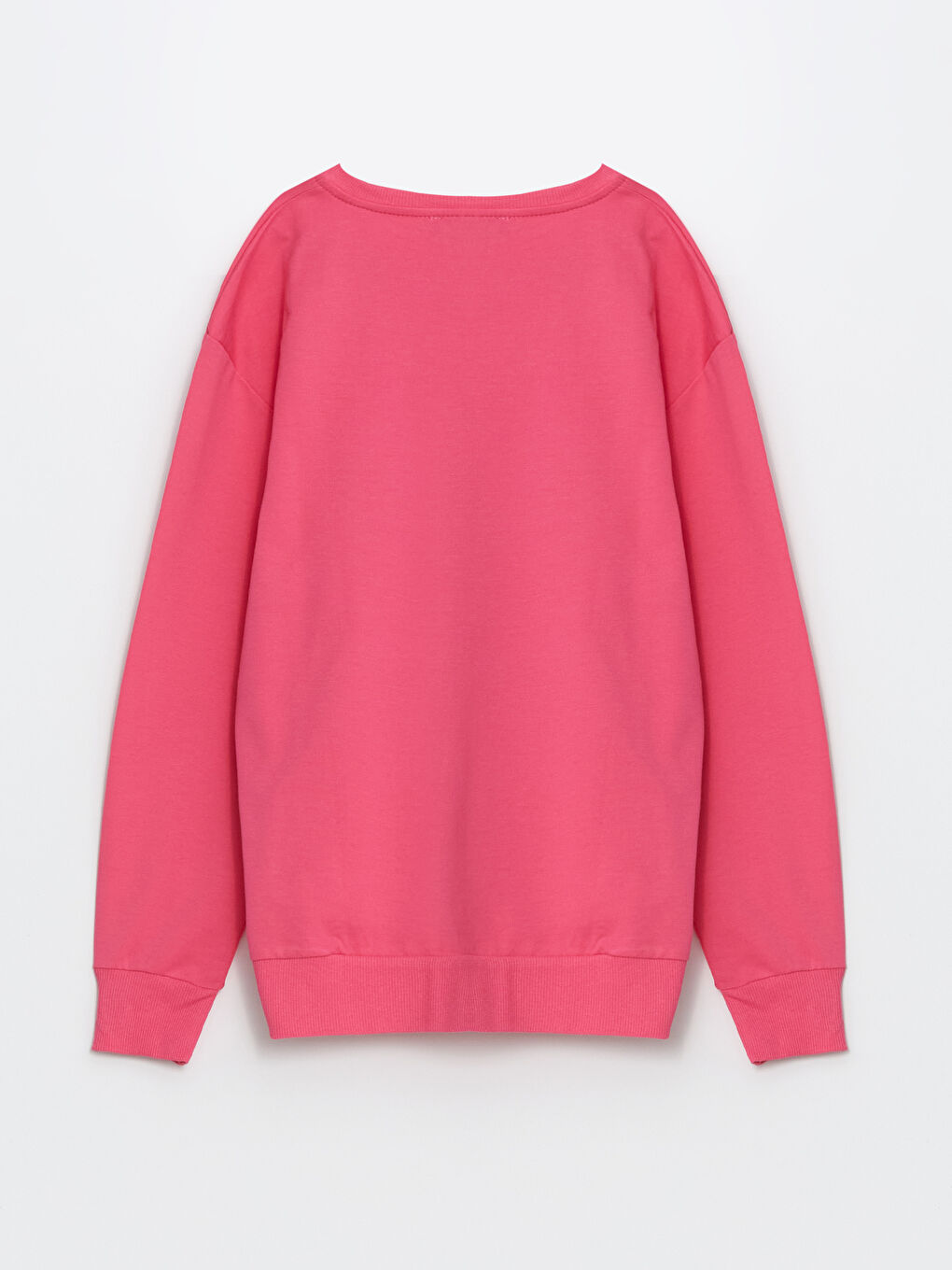 LCW Kids Pembe Bisiklet Yaka Çiçekli Kız Çocuk Sweatshirt - 1