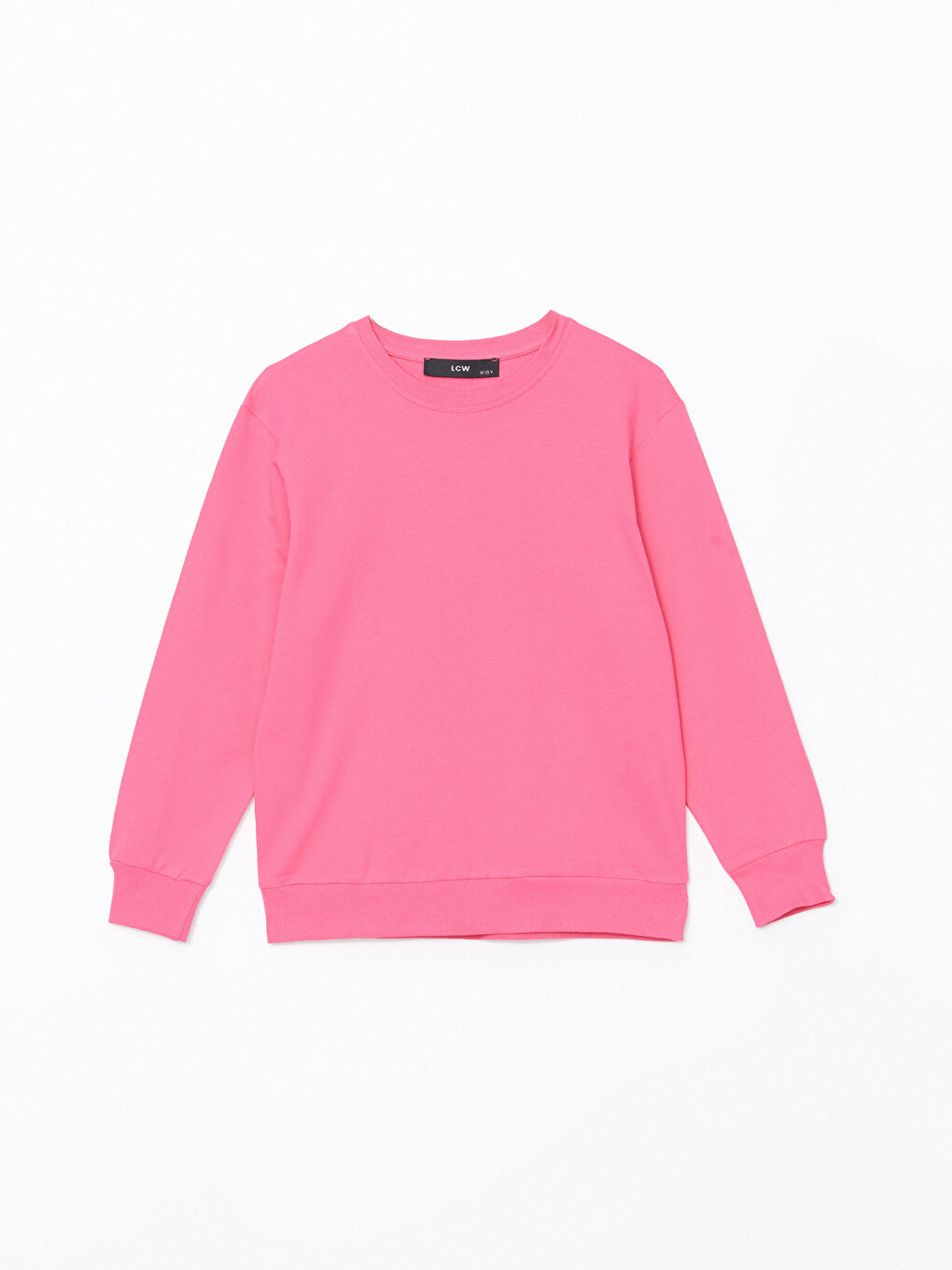 LCW Kids Pembe Bisiklet Yaka Kız Çocuk Sweatshirt