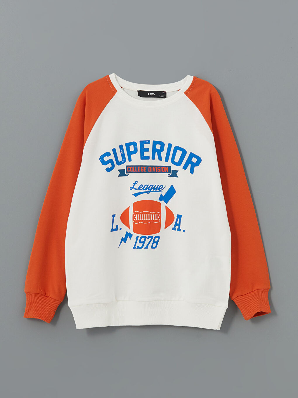 Turuncu Bisiklet Yaka Baskılı Erkek Çocuk Sweatshirt