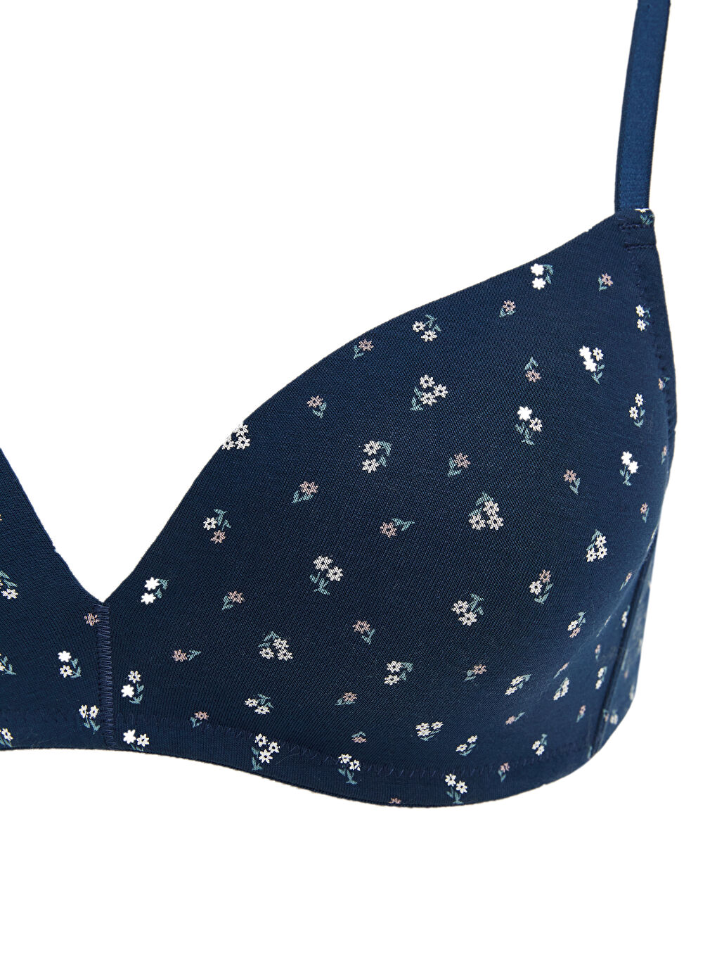 Lacivert Balensiz Dolgusuz Çiçekli Sütyen-2