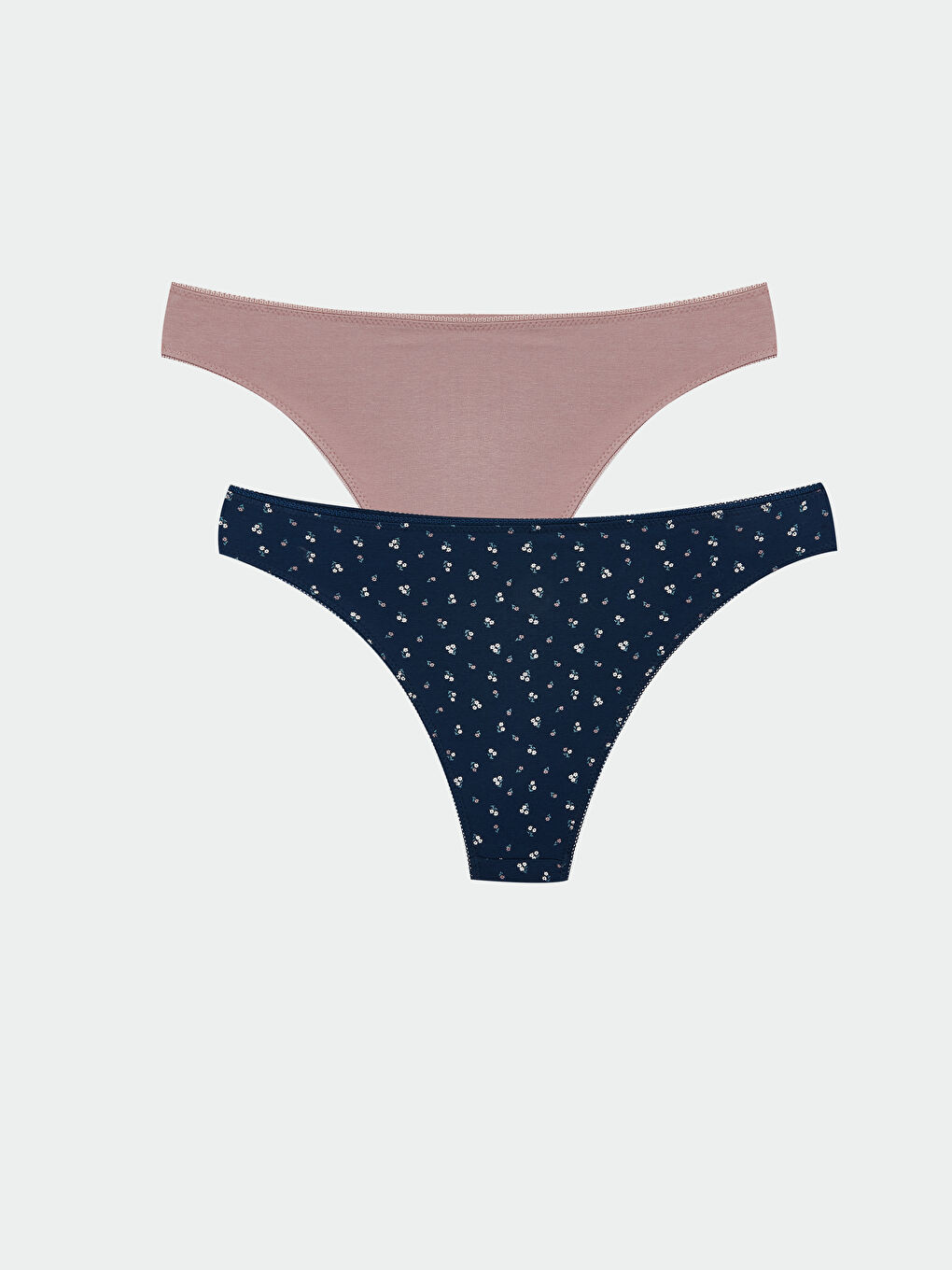 Lacivert Çiçekli Brazilian Külot 2'li-1