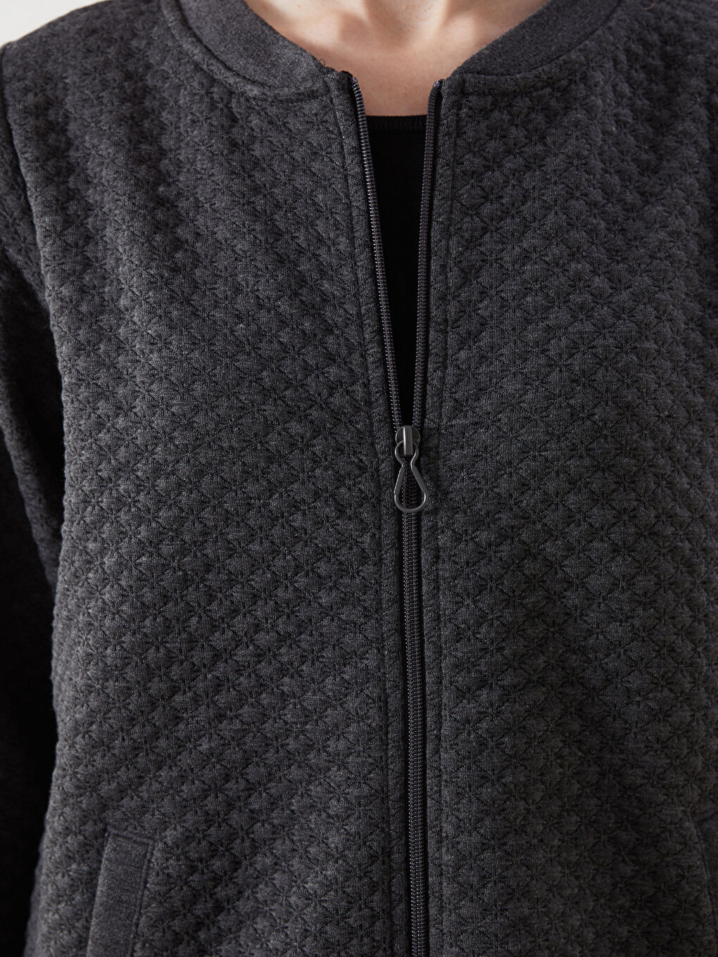 Antrasit Kolej Yaka Dokulu Kadın Hırka-2