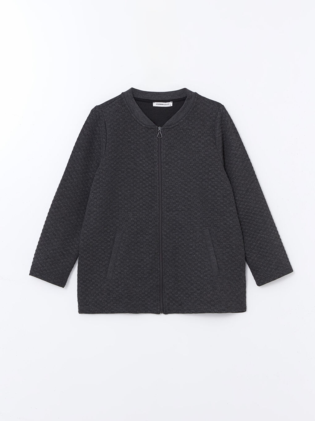 Antrasit Kolej Yaka Dokulu Kadın Hırka-4